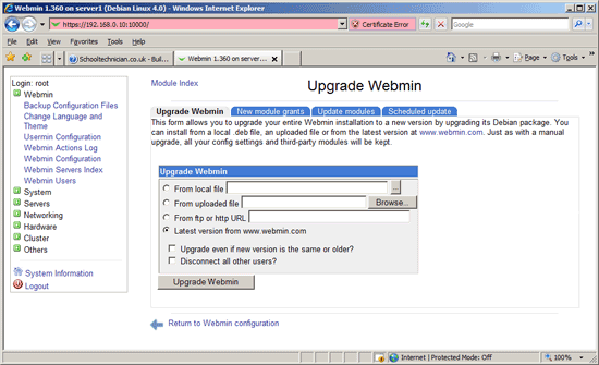 Webmin Self Upgrade