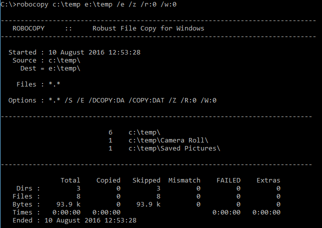 robocopy in action