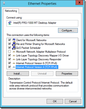 Network Adaptor Properties