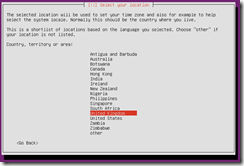 Ubuntu Select your location