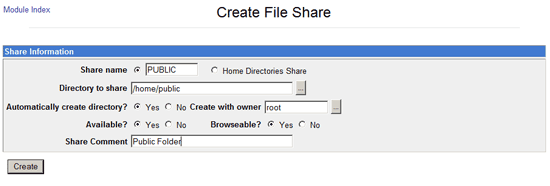 Create a New Samba Share