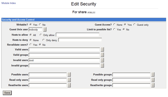 Samba Share Security