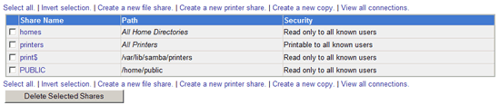 Samba Share Listing