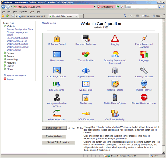 Webmin Configuration module